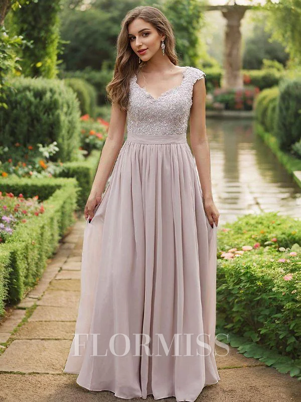 A-Line/Princess Chiffon Applique Sweetheart Sleeveless Floor-Length Bridesmaid Dresses