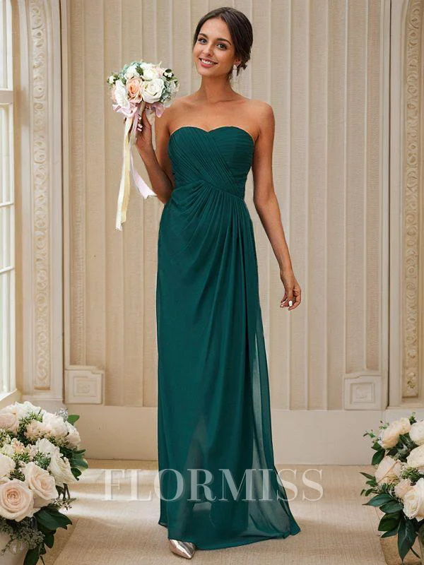 A-Line/Princess Chiffon Ruffles Sweetheart Sleeveless Floor-Length Bridesmaid Dresses
