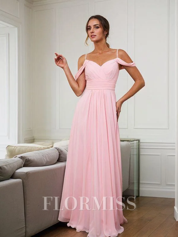 A-line/Princess Chiffon Ruched Sleeveless Floor-Length Bridesmaid Dresses