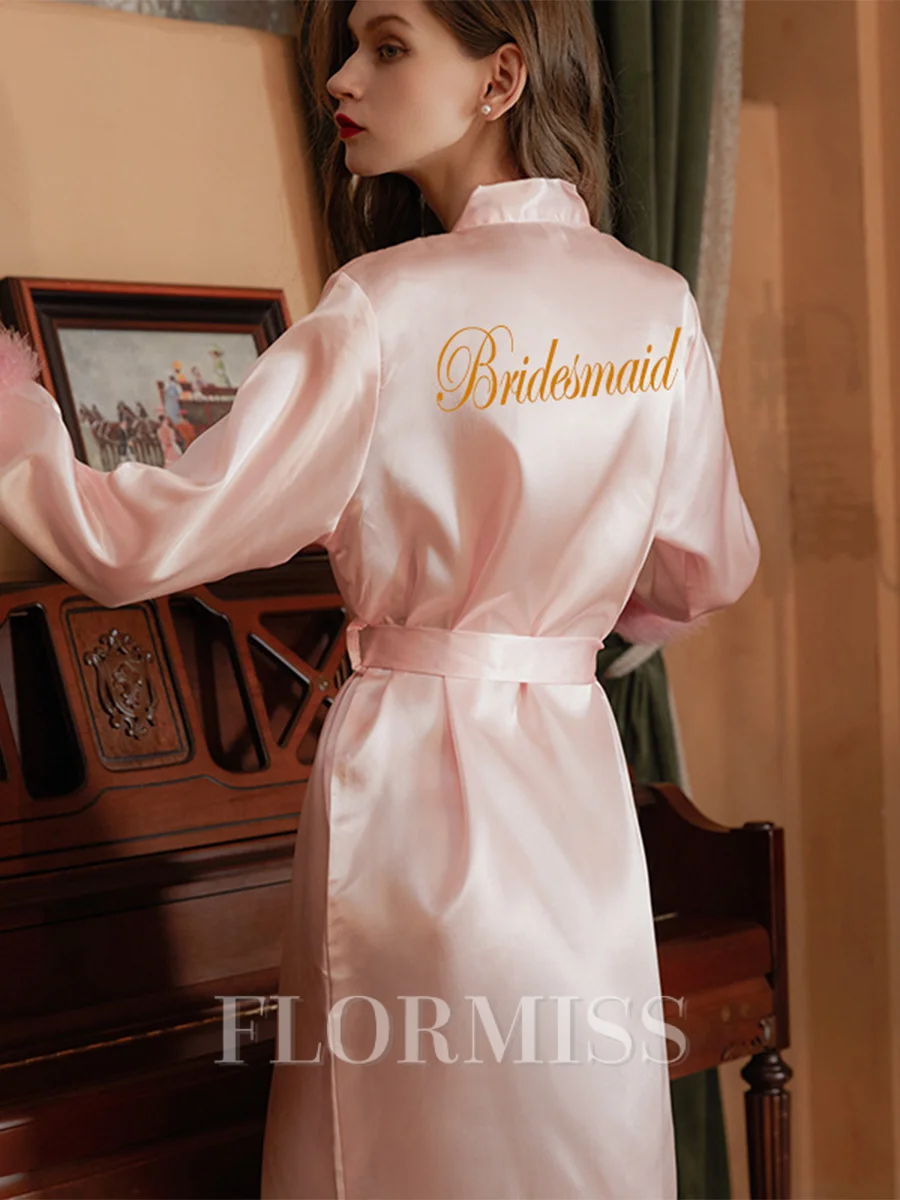 Gorgeous Silk like Satin Whith Feathers/Fur Bridesmaid Robes