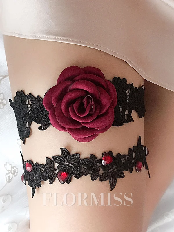 Fancy Bridal/Feminine Lace With Crystal Garters