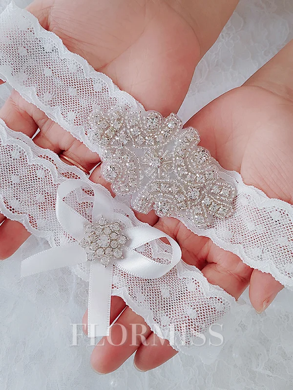 Charming Bridal/Feminine Lace With Rhinestone Garters