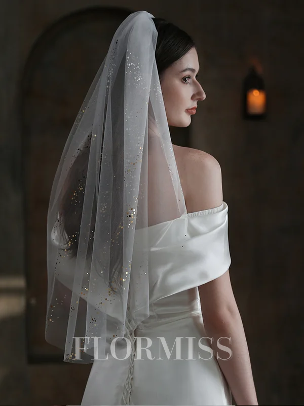 Delicate Tulle One-Tier Elbow Bridal Veils