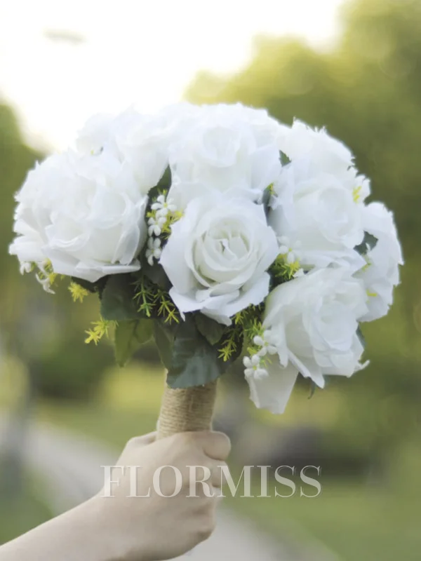 Pure Round Silk Flower Bridal Bouquets