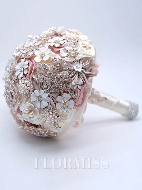 Delicate Round Satin Bridal Bouquets