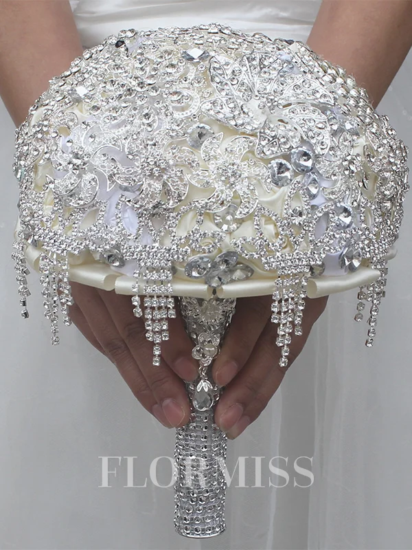 Charming Round Satin Bridal Bouquets