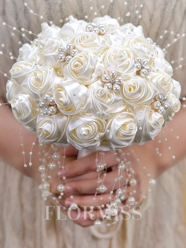 Charming Round Satin Bridal Bouquets