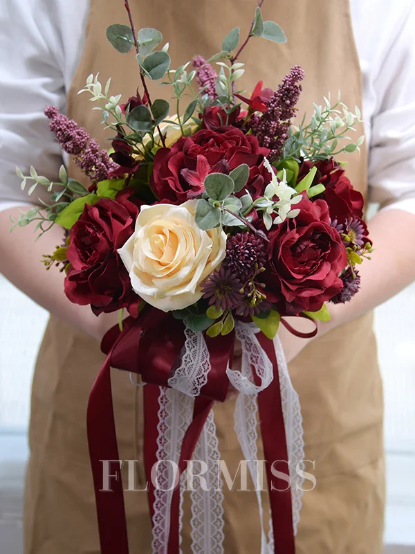 Beautiful Free-Form Silk Flower Bridal Bouquets