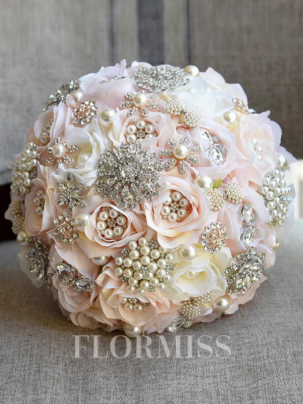 Charming Round Silk Flower Bridal Bouquets