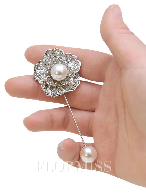 Elegant Free-Form Imitation Pearl Boutonniere(Sold in a single piece)