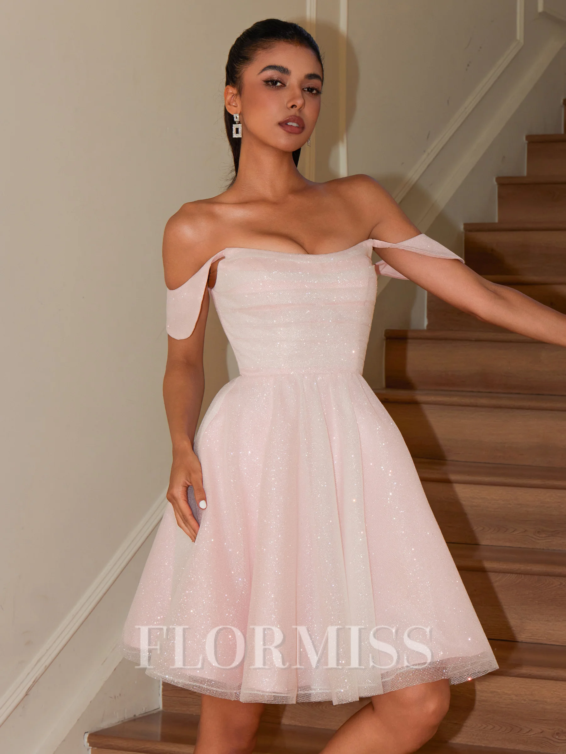 A-line Off-the-Shoulder Pleated Short/Mini Corset Dress