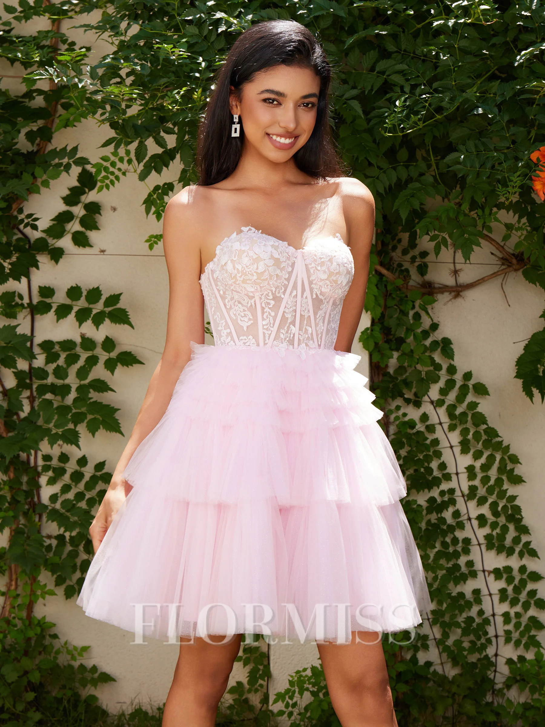 Ball-Gown Tulle Sweetheart Appliques Lace Corset Short/Mini Dress