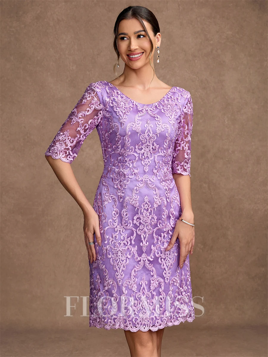 Sheath/Column Lace V-neck 1/2 Sleeves Short/Mini Mother of the Bride Dresses