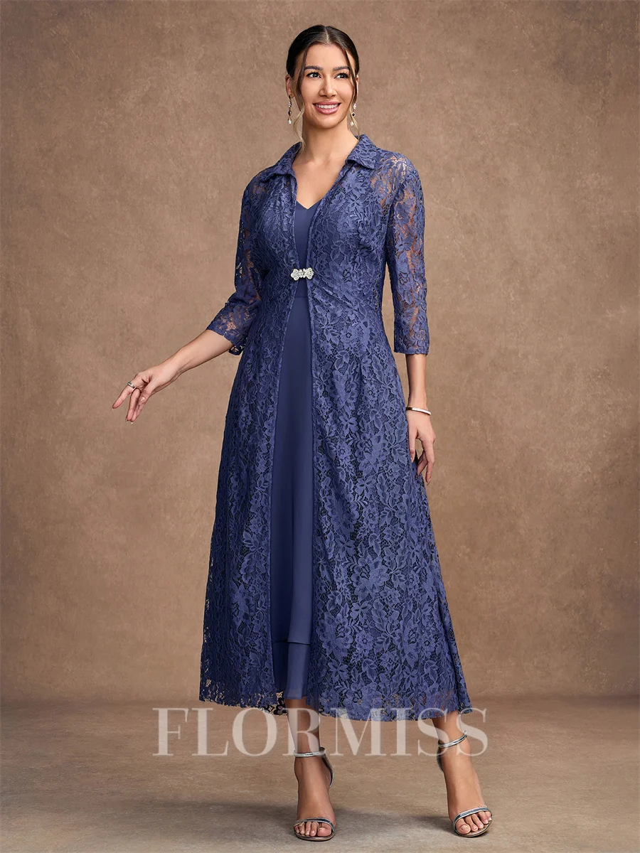 A-Line/Princess Chiffon Ruched V-neck Sleeveless Tea-Length Mother of the Bride Dresses