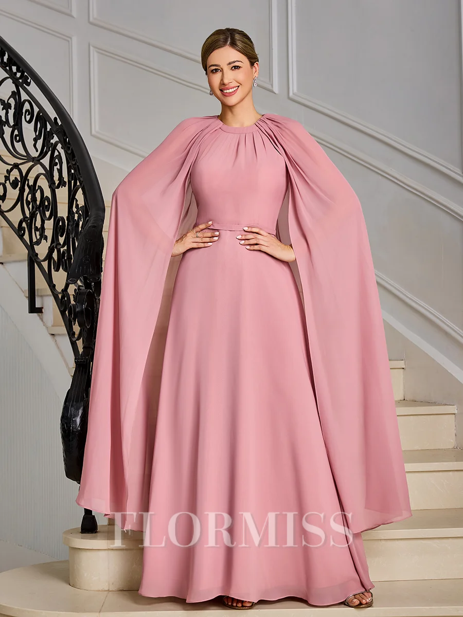 A-line Scoop Pleated Ankle-Length Chiffon Mother of the Bride Dress