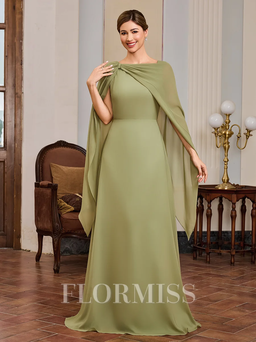 A-line Scoop Floor-Length Chiffon Mother of the Bride Dress