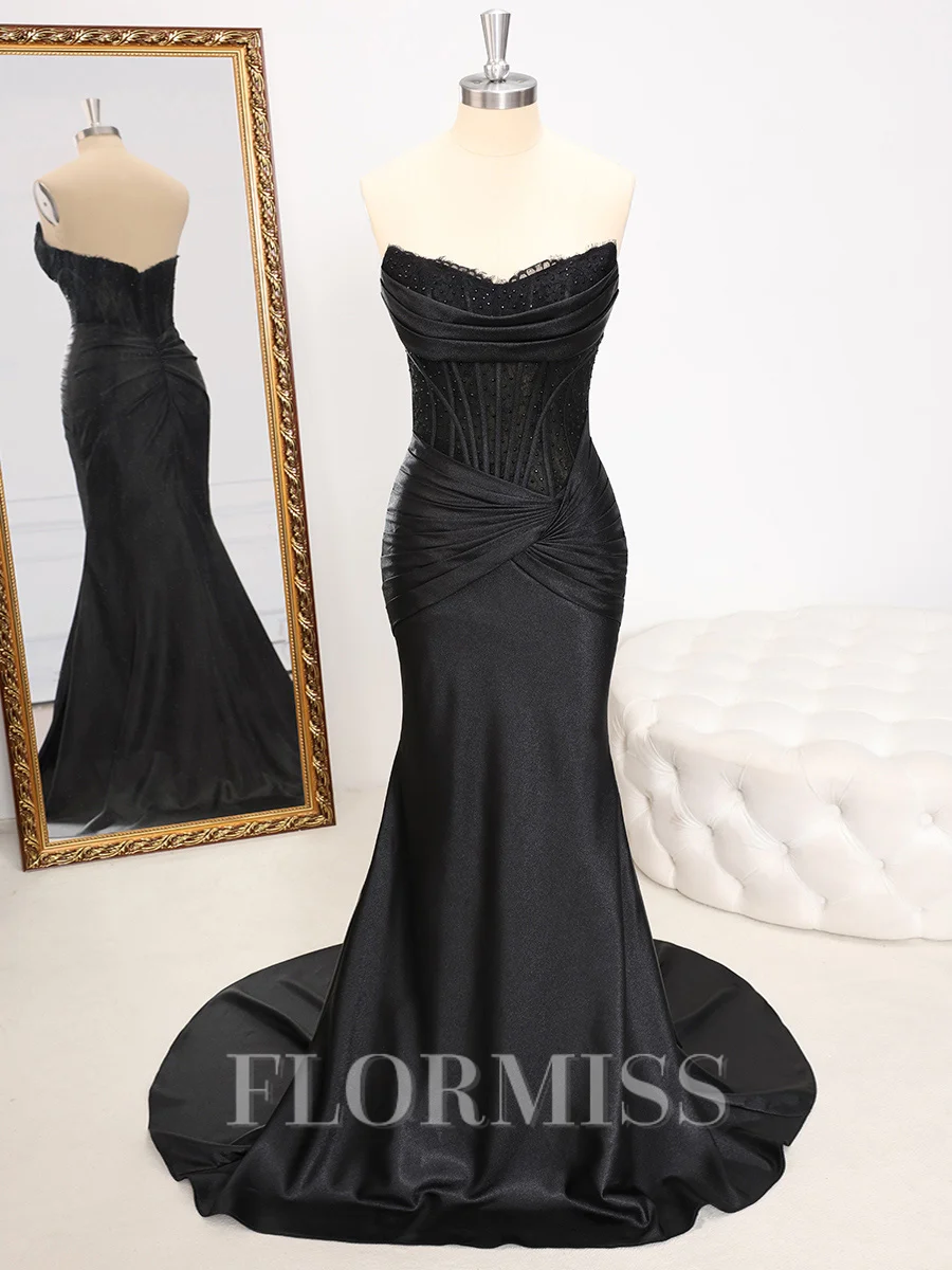 Sheath Straight Appliques Lace Sweep Train Corset Dress