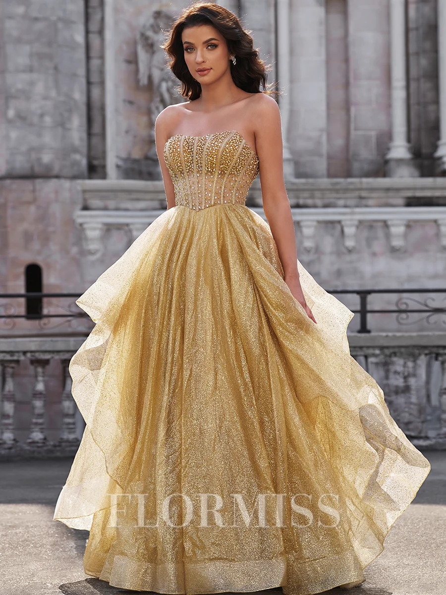 A-line Straight Floor-Length Corset Dress