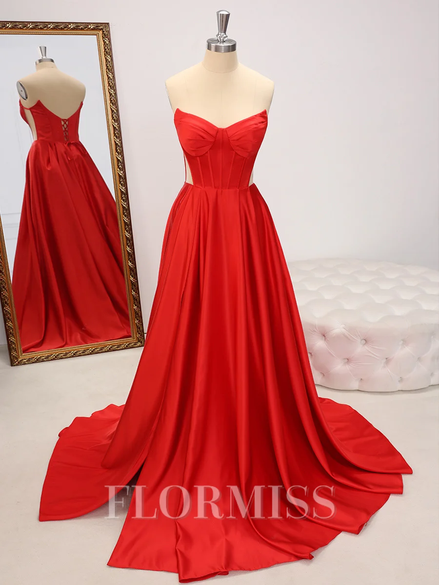 A-line Sweetheart Pleated Floor-Length Corset Dress