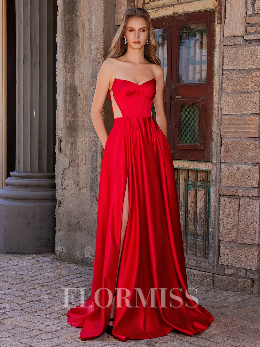 A-line Sweetheart Pleated Floor-Length Corset Dress