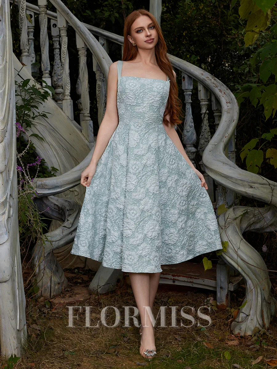 A-line Straps Tea-Length Corset Dress