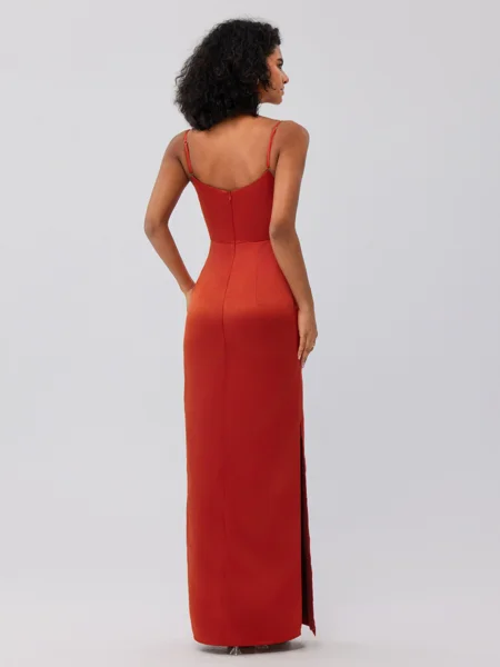 Sheath/Column Satin Ruched...