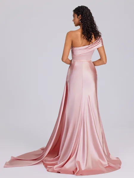 Sheath One-Shoulder Pleated...