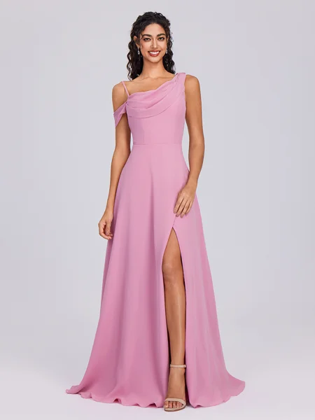 A-line Pleated Floor-Length...