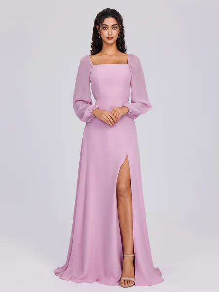 A-line Square Long Sleeves...