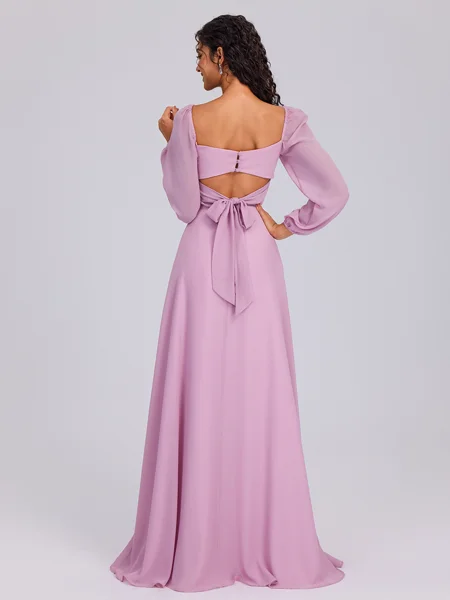 A-line Square Long Sleeves...