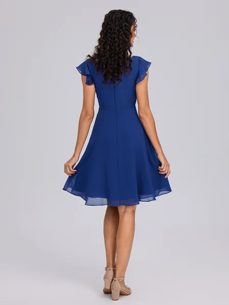 A-line V-neck Pleated...