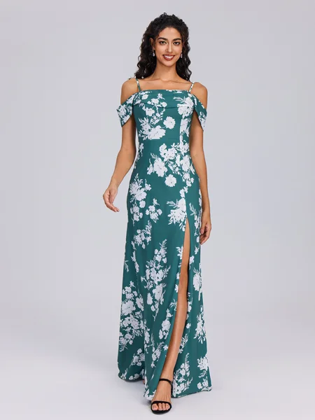 Sheath Pleated Floor-Length...