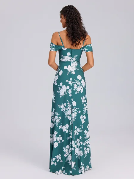 Sheath Pleated Floor-Length...