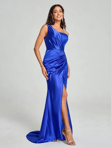 Sheath/Column One-Shoulder...