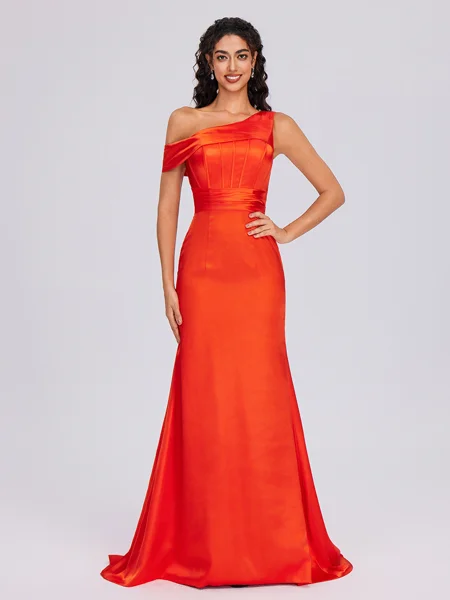 Sheath One-Shoulder Pleated...