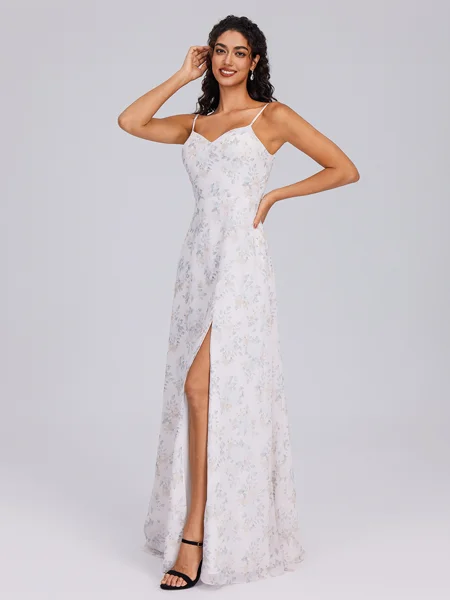 A-line Floor-Length Chiffon...