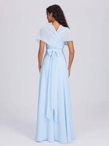A-line Pleated Floor-Length...