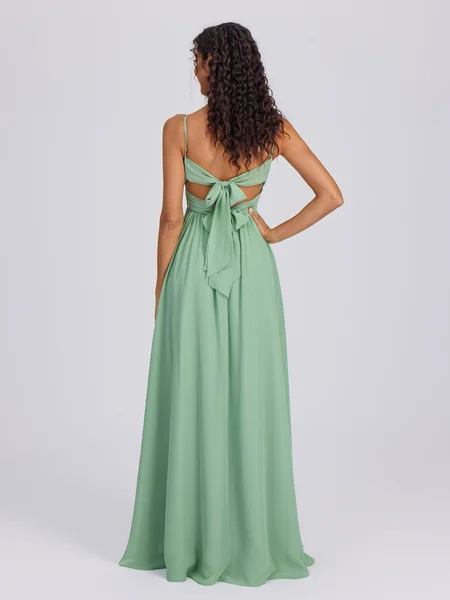 A-line V-neck Pleated...