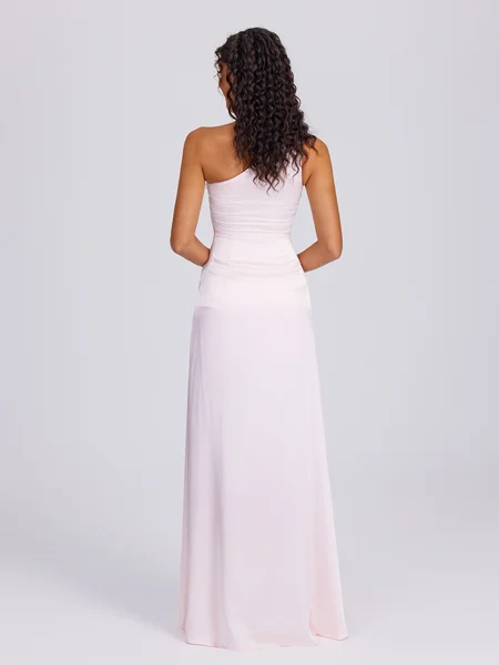 Sheath One-Shoulder Pleated...