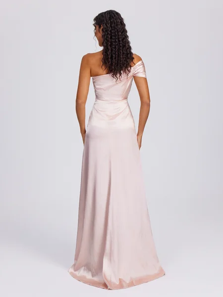 Sheath One-Shoulder Pleated...