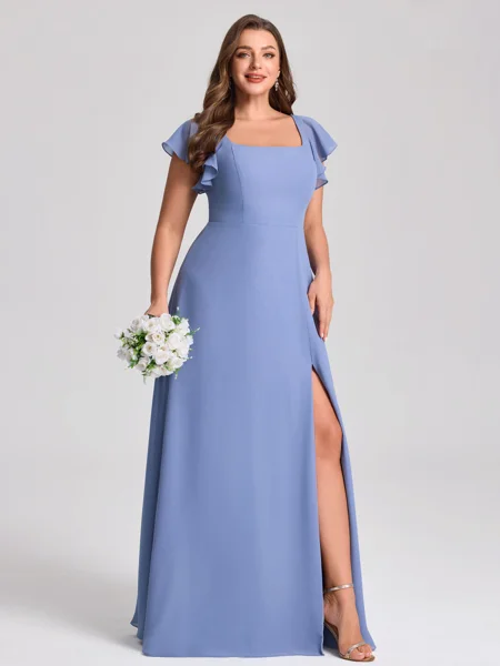 A-line Square Short Sleeves...