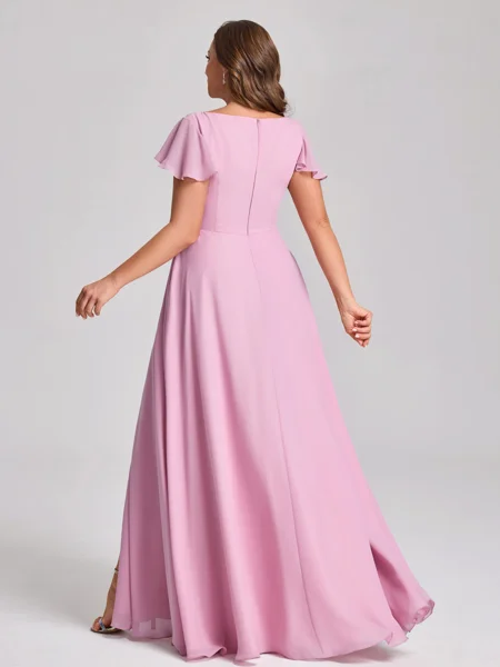 A-line V-neck Short Sleeves...