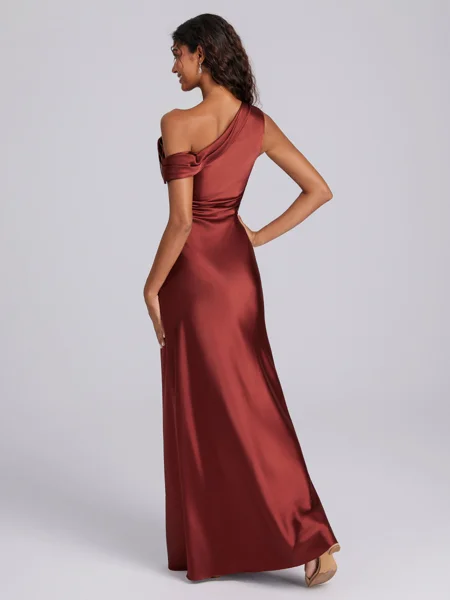 Sheath One-Shoulder Pleated...