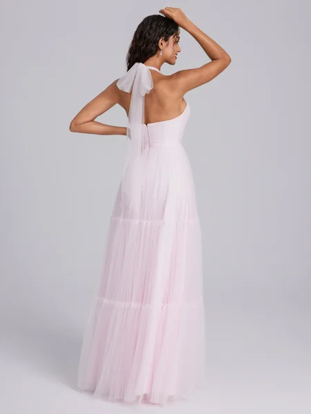 A-line Halter Pleated...