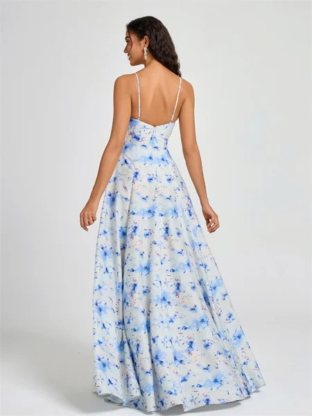 A-line V-neck Pleated...