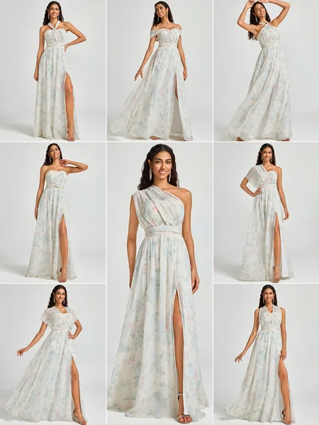 A-line Pleated Floor-Length...