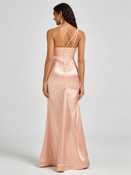 Sheath One-Shoulder Pleated...