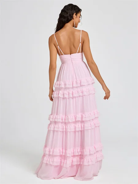 A-line V-neck Cascading...