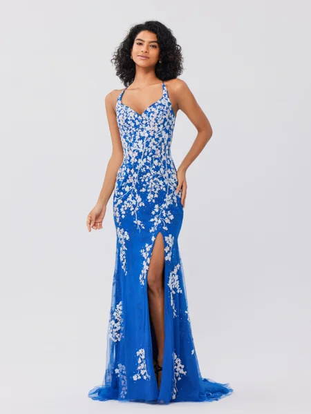 Sheath V-neck Appliques...