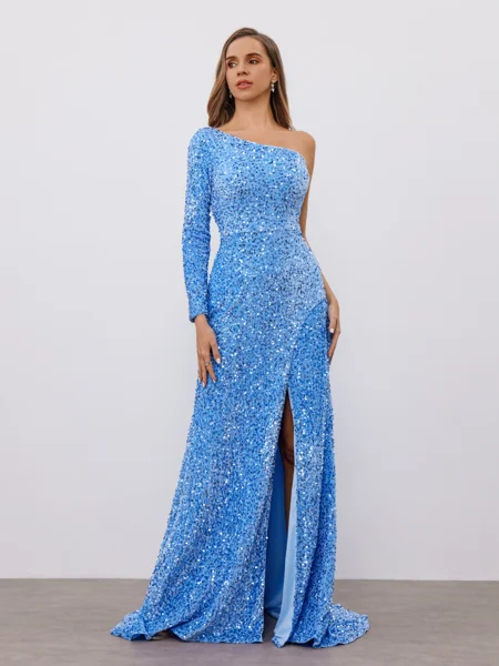 Sheath One-Shoulder Long...